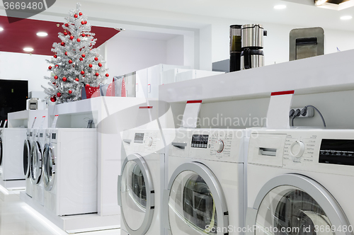 Image of Home appliances in the store at Christmas