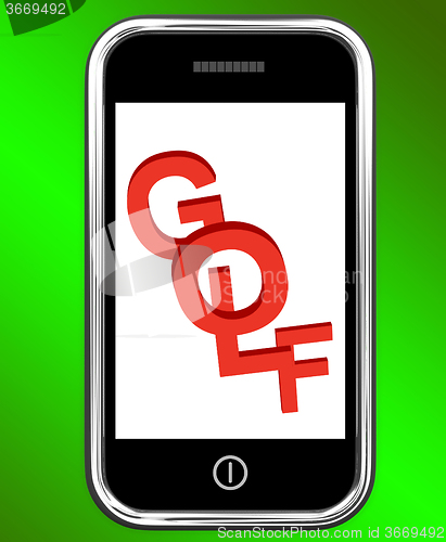 Image of Golf On Phone Means Golfer Club Or Golfing