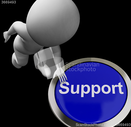 Image of Support Button Shows Help Faq And Assistance