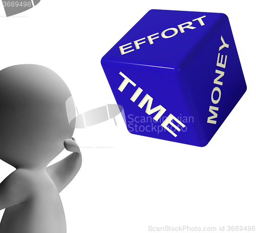 Image of Effort Time Money Dice Representing Ingredients For Business Pro