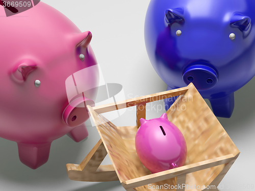 Image of Piggy Family Shows Planning Protection And Savings