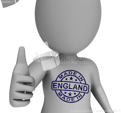 Image of Made In England Stamp On Man Shows English Products Approved