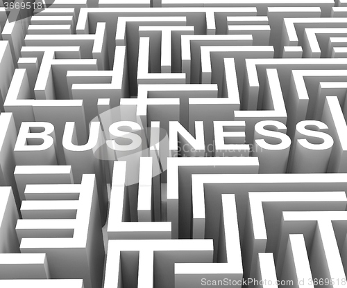 Image of Business Word In Maze Shows Finding Commerce