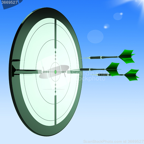 Image of Arrows Aiming Target Shows Perfect Performance