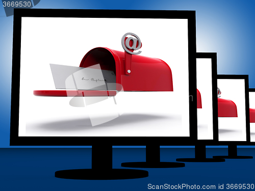 Image of Mailbox On Monitors Shows Digital Correspondence