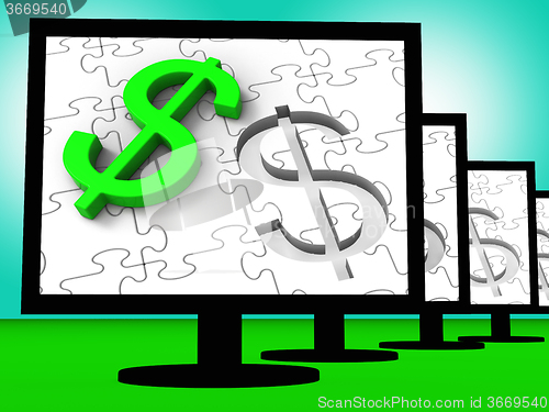 Image of Dollar Symbol On Monitors Showing American Finances