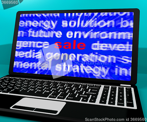 Image of Sale Laptop Shows Reductions Discount Or Offer Online