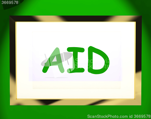 Image of Aid On Screen Shows Assist Aiding Help Or Relief