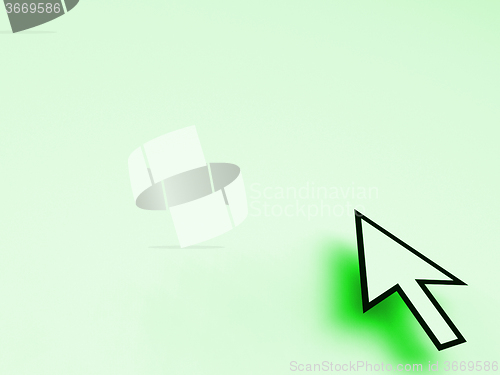 Image of Cursor Pointer On Green Background Shows Blank Copyspace Website