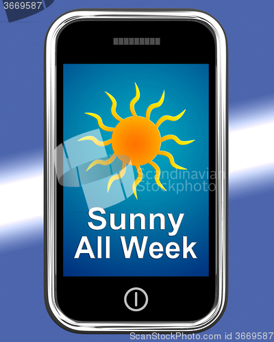 Image of Sunny All Week On Phone Means Hot Weather