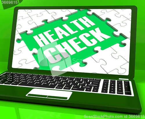 Image of Health Check Laptop Shows Medical Condition Examinations Online