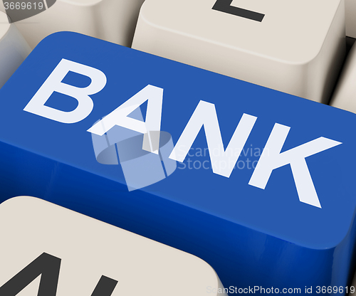 Image of Bank Key Shows Online Or Internet Banking