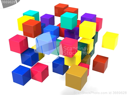 Image of Exploding Blocks Shows Scattered Puzzle