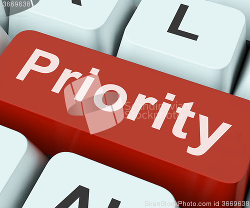 Image of Priority Key Means Greater Importance Or Primacy