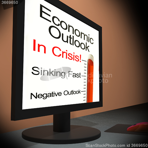 Image of Economic Outlook On Monitor Showing Financial Forecasting