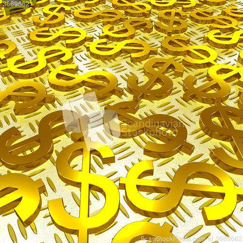 Image of Dollar Symbols Over The Floor Shows American Investment