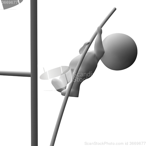 Image of High Jump 3d Character Shows Achievement And Success