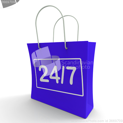 Image of Twenty Four Seven Shopping Bag Shows Open 24/7