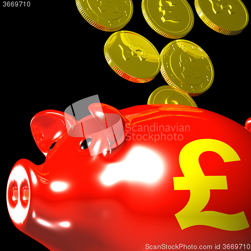 Image of Coins Entering Piggybank Showing British Wealth