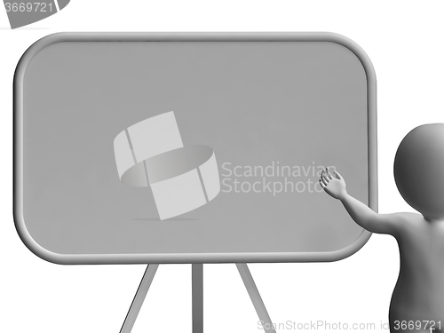 Image of Character With Blank Signboard Allows Message Or Presentation