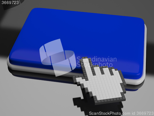 Image of Cursor Hand On Key Background Shows Blank Copyspace Click Here