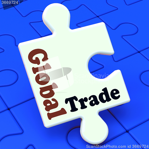 Image of Global Trade Puzzle Shows Multinational Worldwide International 