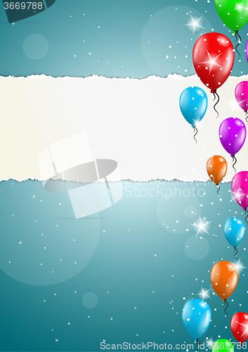 Image of flying balloons with blank paper