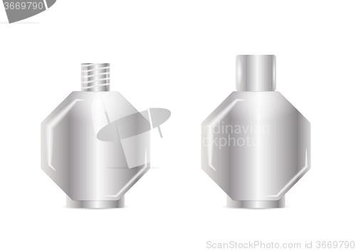 Image of open and closed silver bottle