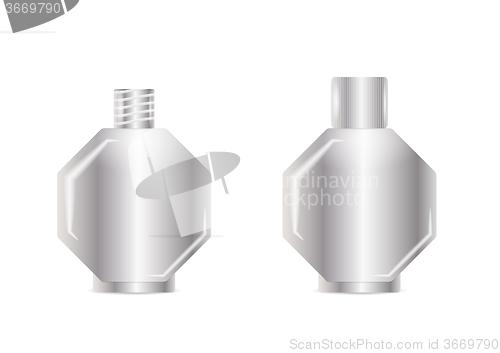Image of open and closed silver bottle