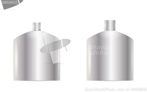 Image of open and closed silver bottle