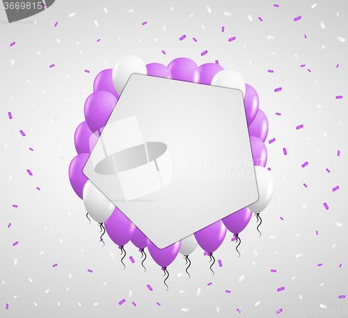 Image of violet balloons and confetti