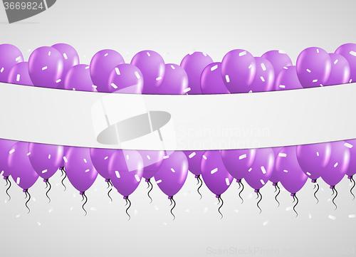 Image of violet balloons and confetti