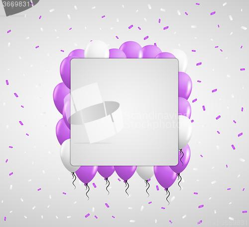 Image of violet balloons and confetti