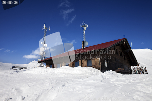 Image of Wooden hotel at ski resort