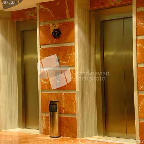 Image of Elevator doors in modern hotel