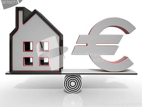 Image of House And Euro Balancing Showing Investment