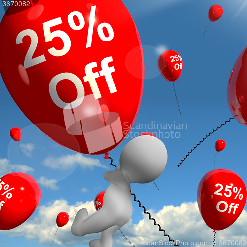 Image of Balloon With 25% Off Showing Discount Of Twenty Five Percent