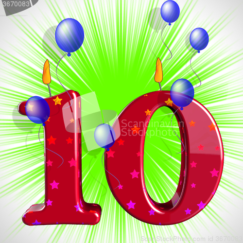 Image of Number Ten Party Mean Numeral Candles Or Celebration Candles