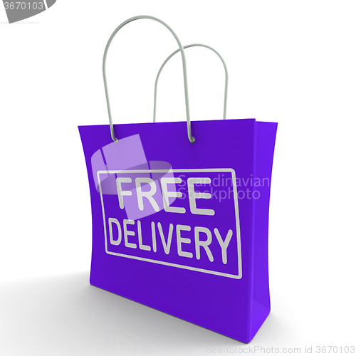 Image of Free Delivery Shopping Bag Showing No Charge Or Gratis To Delive