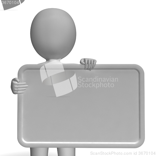Image of Blank White Sign With Copyspace Including 3d Character
