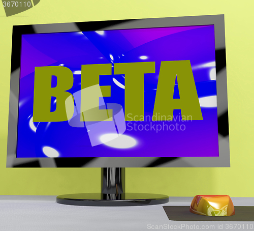 Image of Beta On Monitor Shows Testing Software Or Development