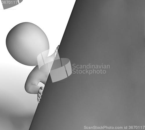 Image of Blank Sign Has Copyspace And 3d Character Looking