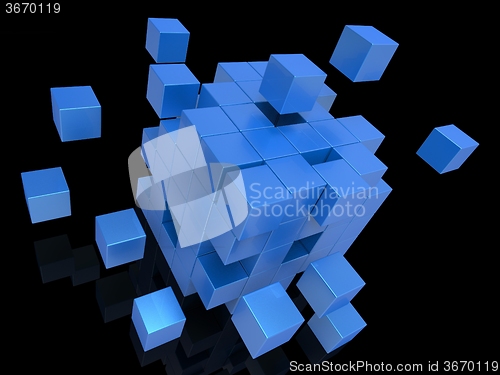 Image of Exploding Blocks Showing Unorganized Puzzle