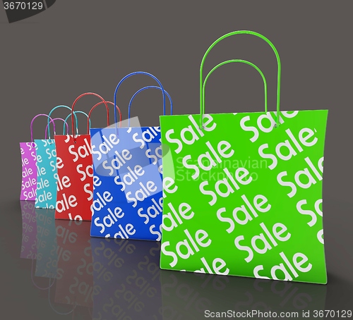 Image of Sale Reduction Shopping Bags Shows Bargains