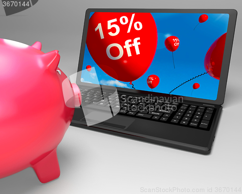 Image of Fifteen Percent Off On Laptop Showing Price Reductions