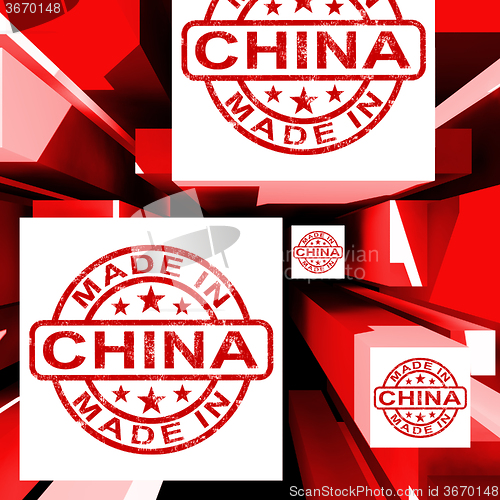 Image of Made In China On Cubes Showing Chinese Products