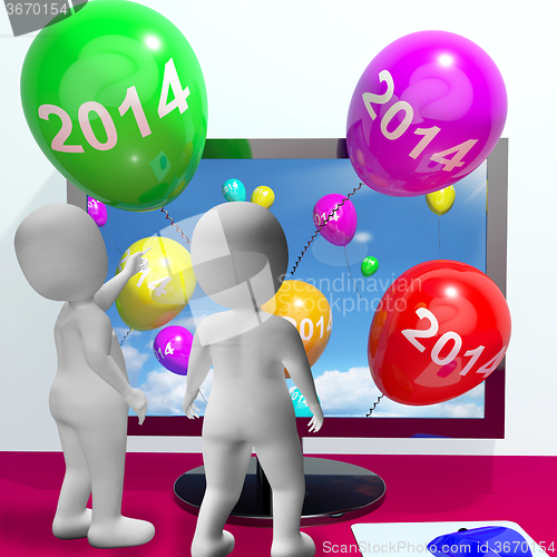 Image of Balloons From Computer Representing Year Two Thousand And Fourte