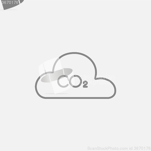 Image of CO2 sign in cloud line icon.