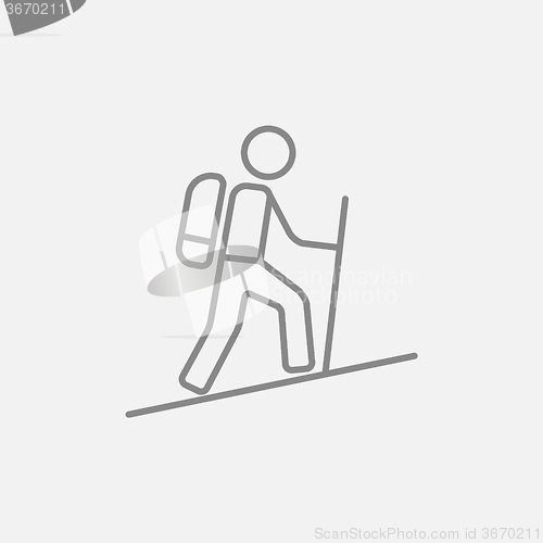 Image of Tourist backpacker line icon.