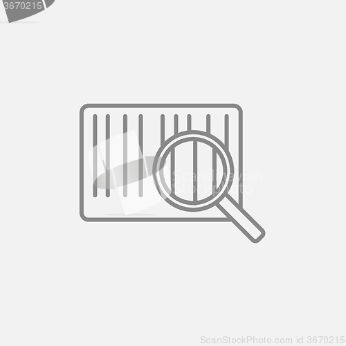 Image of Magnifying glass and barcode line icon.